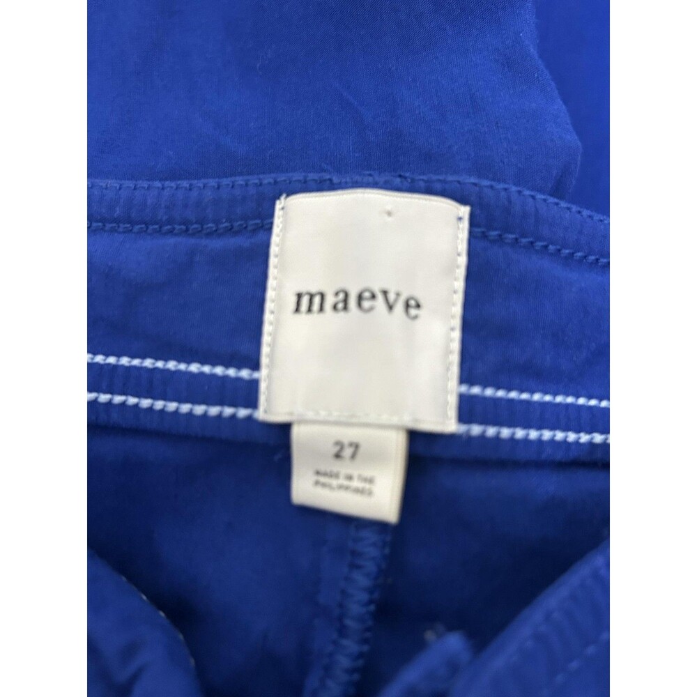 Maeve Pants Womens 27 Blue Linen Cropped Wide Leg Zip Pockets Relaxed Fit Ettie‎ - Picture 5 of 10